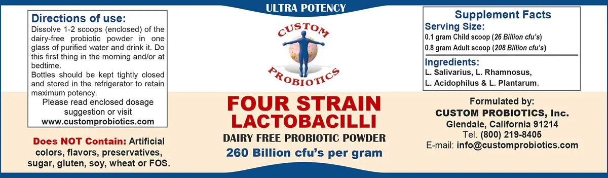 Four Strain Lactobacilli Custom Probiotic Powder